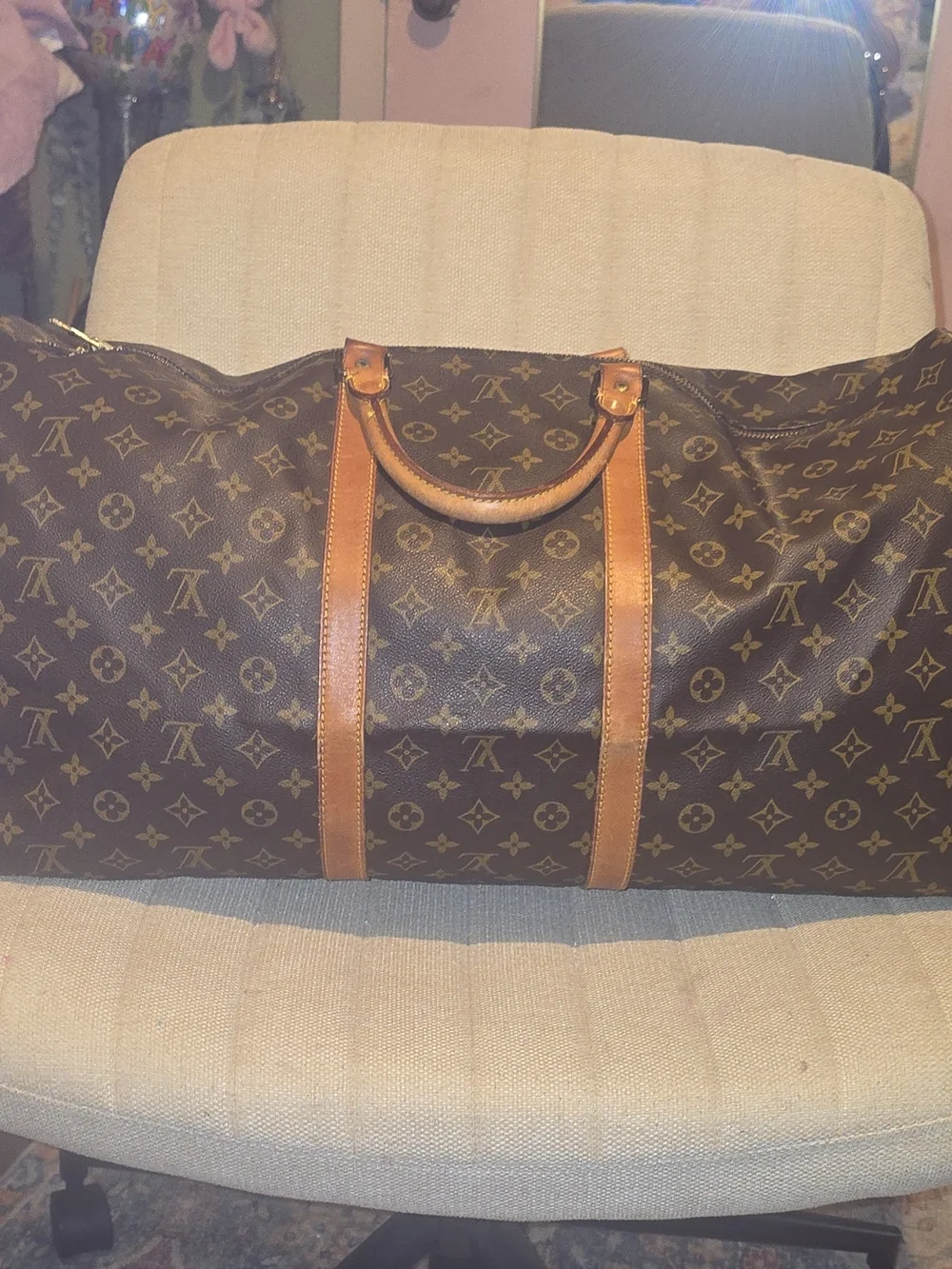 Authentic Louis Vuitton Keepall Bandoulière 60 Monogram Duffel Travel Bag Strap